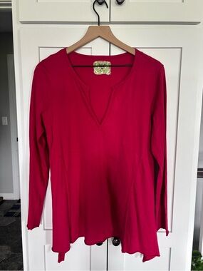 Nation LTD Raspberry V-Notch Long Sleeve Tee